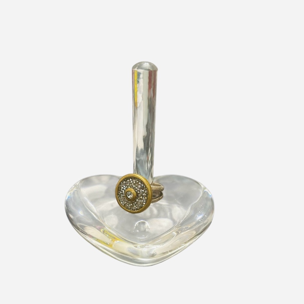 vintage Orrefors crystal heart-shaped ring holder.